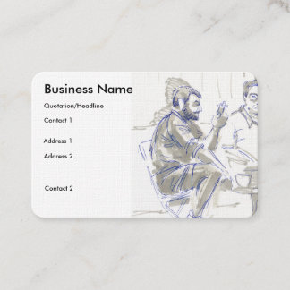 Outdoor Cafe Drawing Business Cards