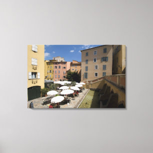 Outdoor café, Place de l'Eveche, Grasse, Canvas Print