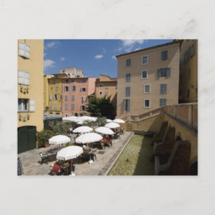 Outdoor café, Place de l'Eveche, Grasse, Postcard