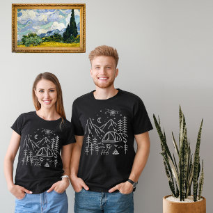 Outdoor campfire Forest Mountain Moon Stars Rustic T-Shirt