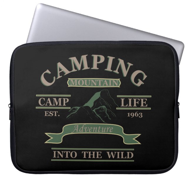 Outdoor camping camper life laptop sleeve (Front)
