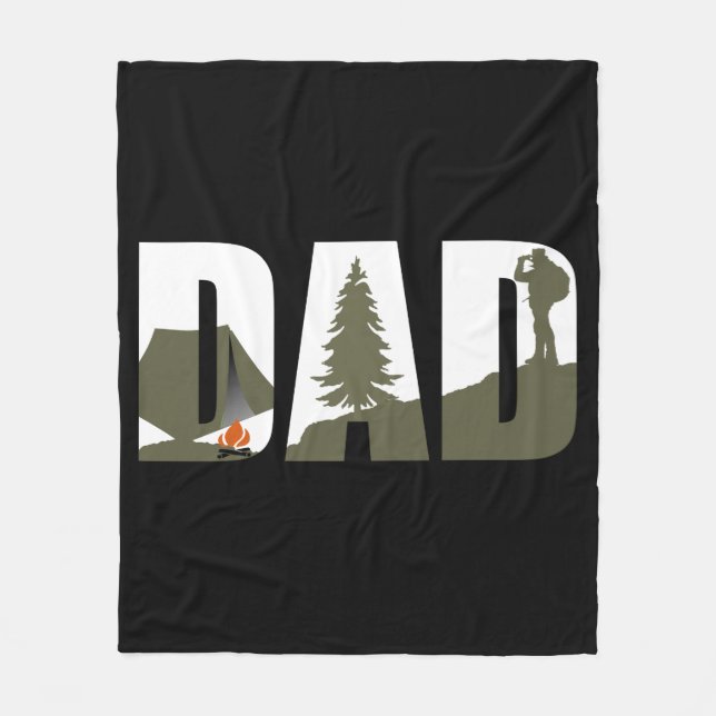 Outdoor camping dad happy camper fleece blanket (Front)