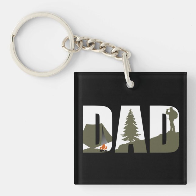 Outdoor camping dad happy camper key ring (Front)
