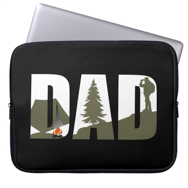Outdoor camping dad happy camper laptop sleeve (Front)