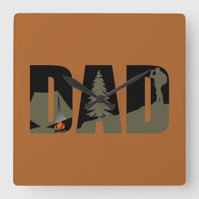 Outdoor camping dad happy camper square wall clock (Front)
