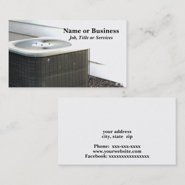 outdoor central air conditioner unit business card (Front/Back)