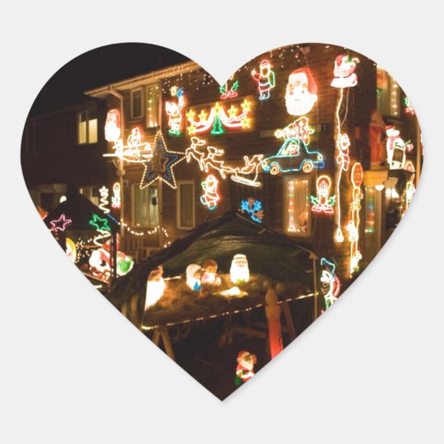 Outdoor Christmas Decorations Heart Sticker (Front)