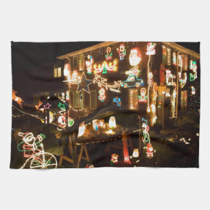 Outdoor Christmas Decorations Tea Towel