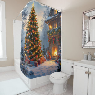 Outdoor Christmas Shower Curtain