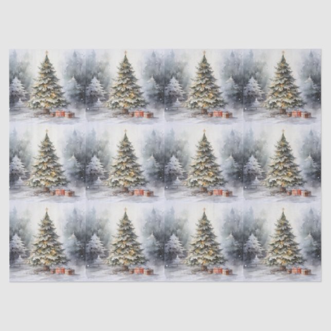 Outdoor Christmas Tree With Presents Tissue Paper (Front)