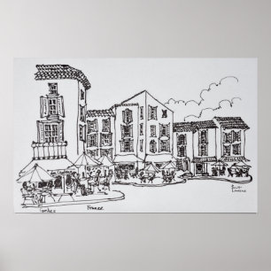 Outdoor Dining   Gordes, South of France Poster