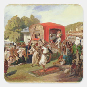 Outdoor Fete in Turkey, c.1830-60 Square Sticker