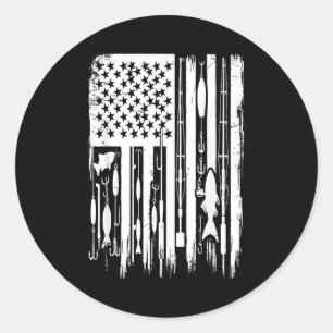 Outdoor Fishing American Flag Fisherman Fish Lover Classic Round Sticker
