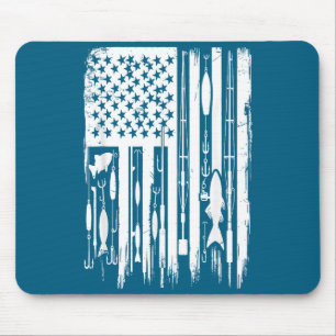 Outdoor Fishing American Flag Fisherman Fish Lover Mouse Mat