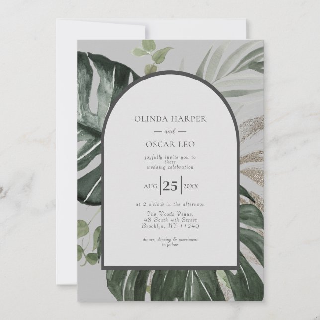 Outdoor Garden Arched Wedding Invitation (Front)