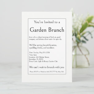 Outdoor Garden Brunch Party, Modern Simple Minimal Invitation
