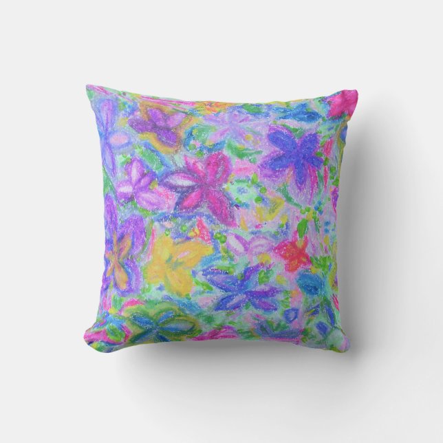 Outdoor Garden Cushion Pretty Pastel Floral (Front)