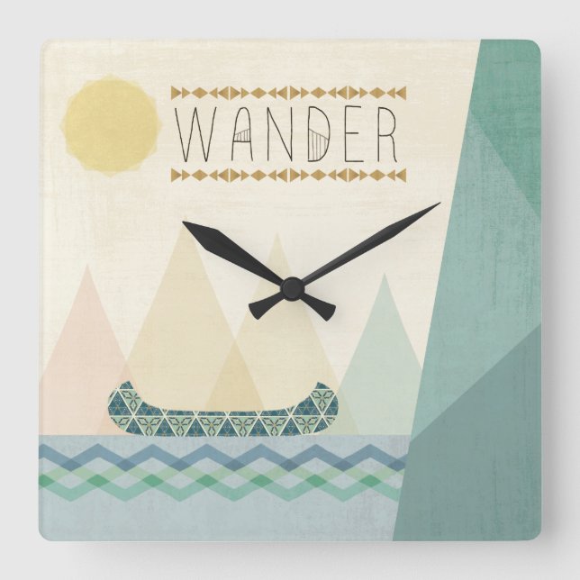 Outdoor Geo III | Wander Square Wall Clock (Front)