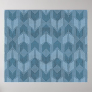Outdoor Geo Step   Blue Arrow Pattern Poster