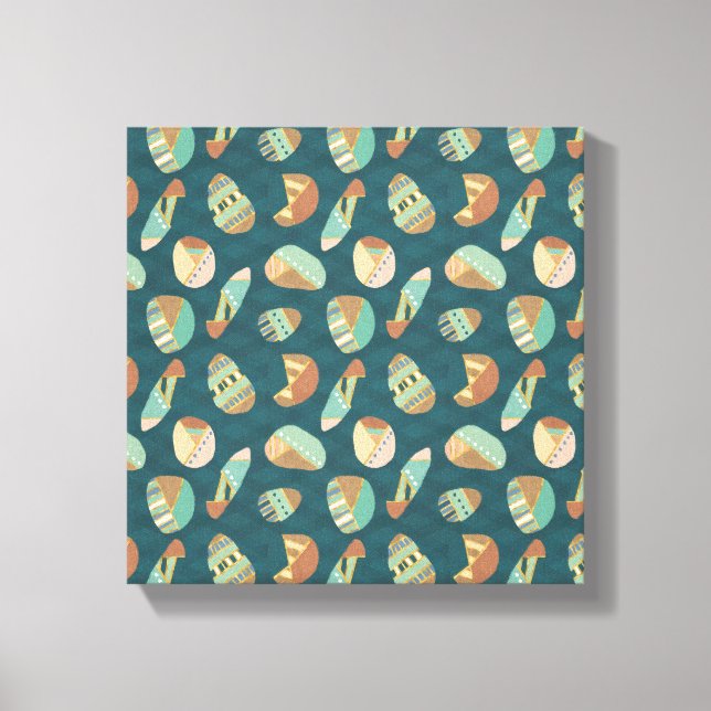 Outdoor Geo Step | Blue Pattern Canvas Print (Front)