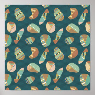 Outdoor Geo Step   Blue Pattern Poster