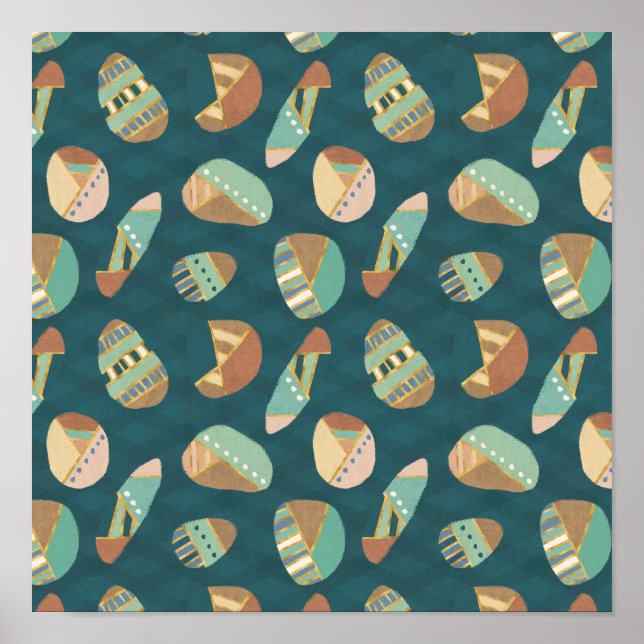 Outdoor Geo Step | Blue Pattern Poster (Front)