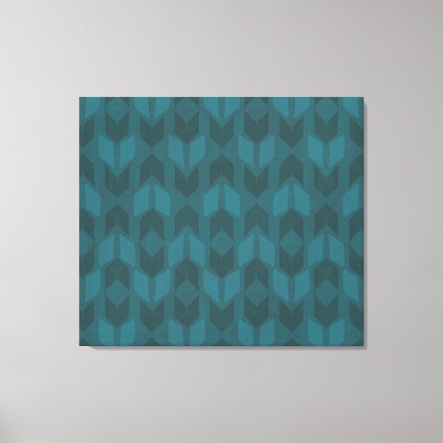 Outdoor Geo Step | Dark Teal Pattern Canvas Print (Front)