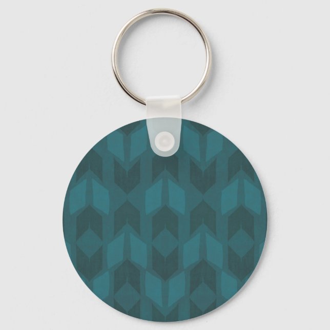 Outdoor Geo Step | Dark Teal Pattern Key Ring (Front)