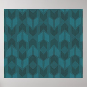 Outdoor Geo Step   Dark Teal Pattern Poster