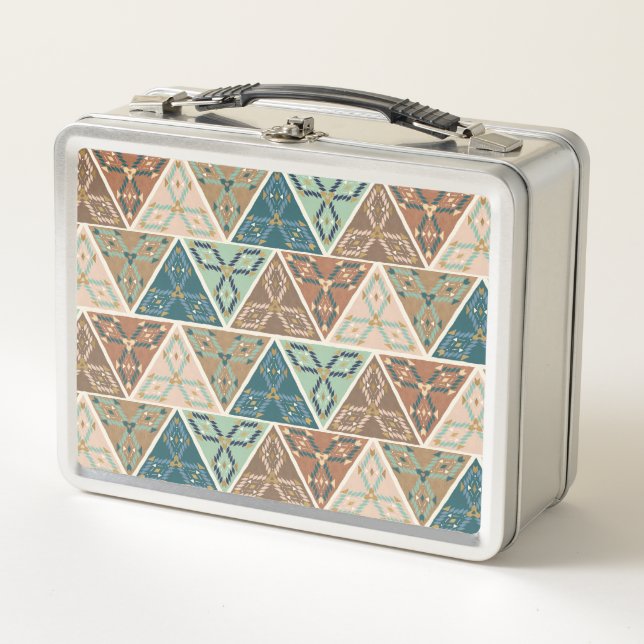 Outdoor Geo Step | Geometric Pattern Metal Lunch Box (Front)