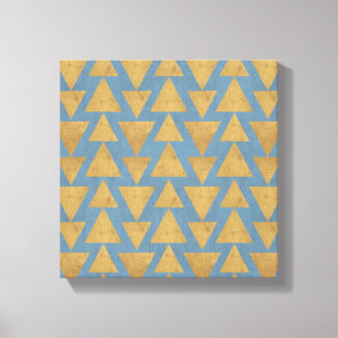 Outdoor Geo Step   Gold & Blue Pattern Canvas Print