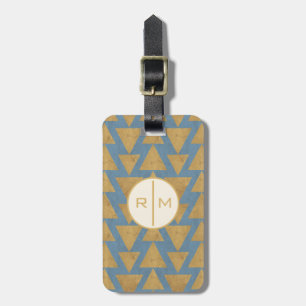 Outdoor Geo Step   Gold & Blue Pattern Luggage Tag