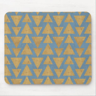 Outdoor Geo Step   Gold & Blue Pattern Mouse Mat