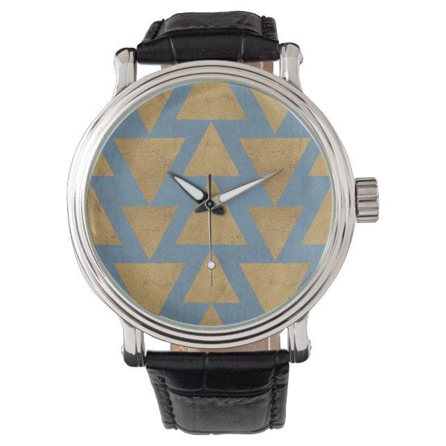 Outdoor Geo Step | Gold & Blue Pattern Watch (Front)