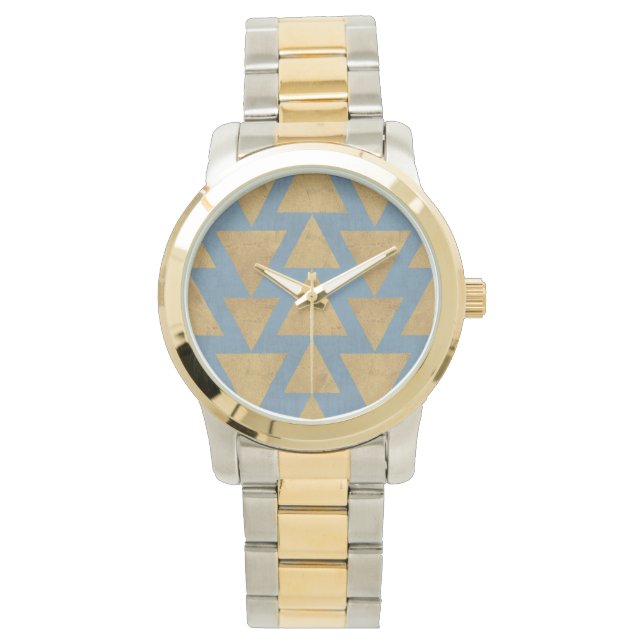 Outdoor Geo Step | Gold & Blue Pattern Watch (Front)