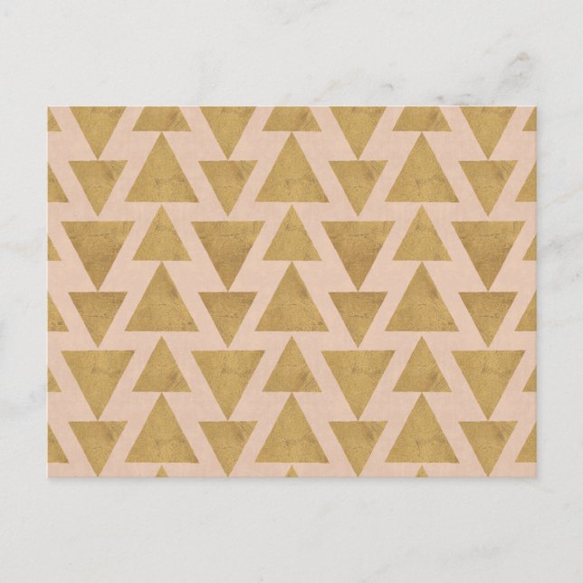 Outdoor Geo Step | Gold & Coral Geometric Pattern Postcard (Front)
