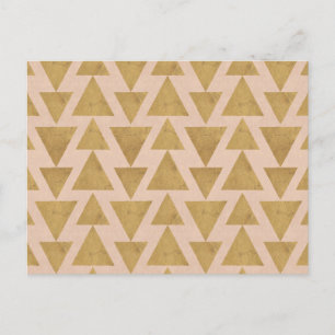Outdoor Geo Step   Gold & Coral Geometric Pattern Postcard
