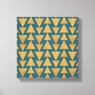 Outdoor Geo Step   Gold & Dark Teal Pattern Canvas Print