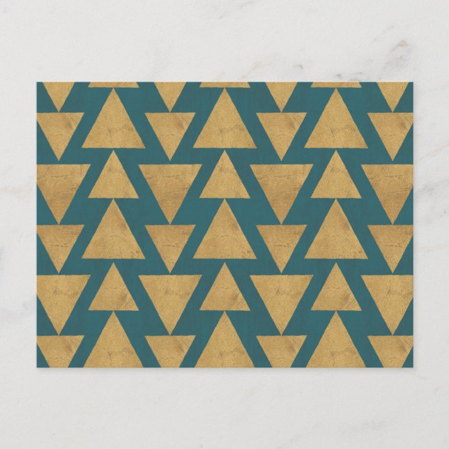 Outdoor Geo Step | Gold & Dark Teal Pattern Postcard (Front)