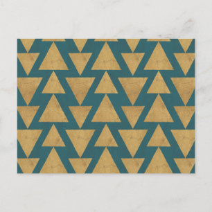 Outdoor Geo Step   Gold & Dark Teal Pattern Postcard