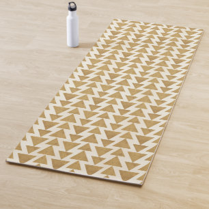 Outdoor Geo Step   Gold Geometric Pattern Yoga Mat