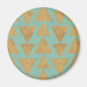 Outdoor Geo Step Gold & Teal Pattern Magnet