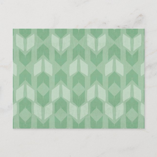 Outdoor Geo Step | Green Arrow Pattern Postcard (Front)