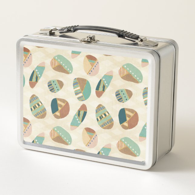 Outdoor Geo Step  | Teal Pattern Metal Lunch Box (Front)