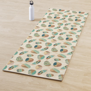 Outdoor Geo Step Teal Pattern Yoga Mat