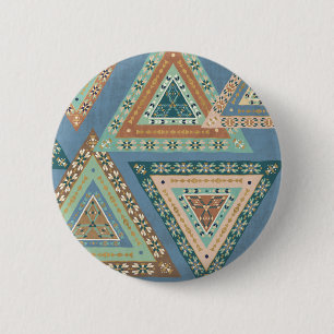 Outdoor Geo X Blue Tribal Indian Pattern 6 Cm Round Badge