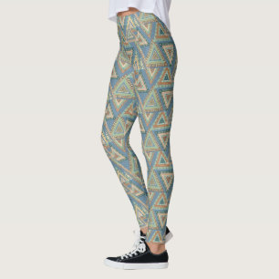 Outdoor Geo X   Blue Tribal Indian Pattern Leggings