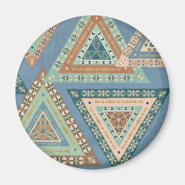 Outdoor Geo X | Blue Tribal Indian Pattern Magnet (Front)