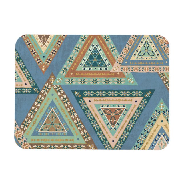 Outdoor Geo X | Blue Tribal Indian Pattern Magnet (Horizontal)