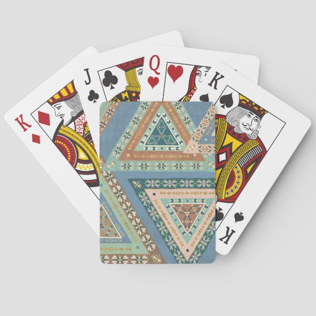 Outdoor Geo X | Blue Tribal Indian Pattern Playing Cards (Back)